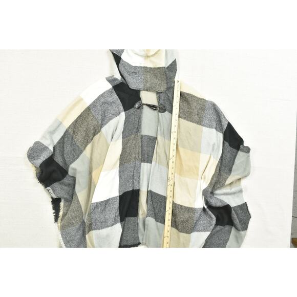 Lane Bryant Women's Plus Size One Size Plaid Hooded Poncho Cape Sweater - Picture 5 of 8